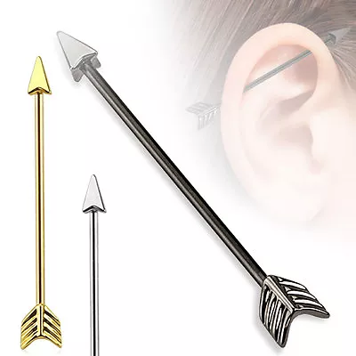 $8.95 • Buy Arrow Designed 316L Surgical Steel Industrial Barbell 1.5  14g Or 16g