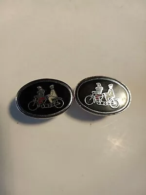Vintage Men's Cuff Links Silver Toned W/Enamel Tandem Bicycle Built For Two  • $5