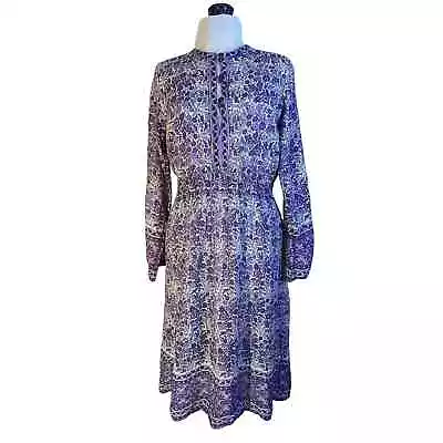 Vintage Kaiser Bohemian Purple Dress 1970s Cotton Rare- Large  • $85