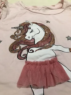 Kids  Sparkling Girl Top Size 5/6 118 Cm 50% Unicorn 50% Ballerina • £1.50