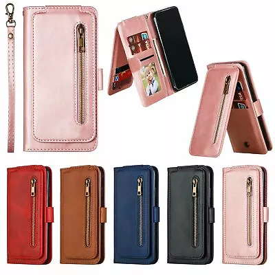 For XiaoMi Poco X3 NFC 10T 10 RedMi Note8 9 Zipper Case Flip Leather Wallet Cove • $19.53