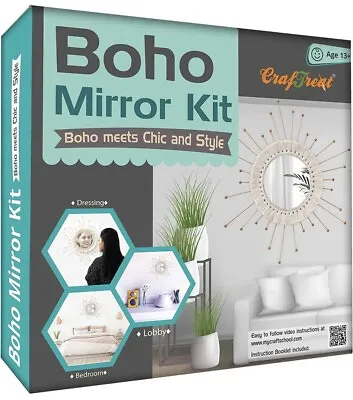 DIY Mirror Craft Kit For Teen Girls And Adults - Boho Mirror Kit ( Natural ) • £12.99