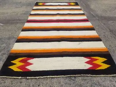 Antique Navajo Handwoven Native American Indian Rug Wool Blanket 5.1x2.6ft • £350