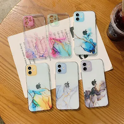$12.91 • Buy Marble Clear Shockproof Case Glitter Cover For IPhone 13 12 11 Pro Max XS XR 8 7