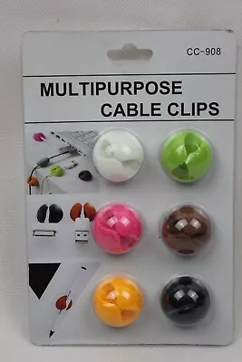 Cable Clips Self Adhesive Pk 12 Multi Purpose Table  Desk Walls Tidy Pens Wires  • £4.85