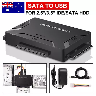 USB 3.0 To 3.5  2.5''SATA IDE Hard Drive External Adapter Cable Kit Converter AU • $29.45
