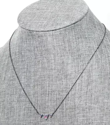 $19 • Buy NADRI Necklaces Black Tone Triple Pyramid Pendant Crystal Multi Colors Women's