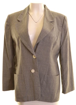 £9.50 • Buy LUISA SPAGNOLI Womens 2 Button Blazer Jacket IT 46 Large Grey Wool EK05