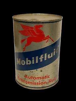 ORIGINAL  1950s Era MOBIL MOBILFLUID  1 QT Metal Oil Can Full / Unopened • $40