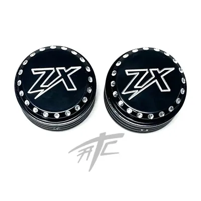$59.99 • Buy Zx-14 Black Contrast Diamond Cut “zx” Fork Caps 2006-2022 Kawasaki Ninja Zx14