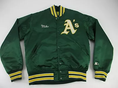 Mens Small Oakland Athletics Starter Diamond Collection Satin Jacket USA Mike • $105