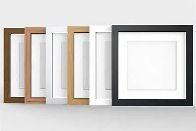 Square Photo Picture Frame With White Mounts Wood Effect Black White Oak • £6.39