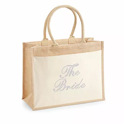 £11.99 • Buy Wedding Luxury Fashion Tote Jute Bag With Pocket, Wedding Bridal Hen Party Gifts