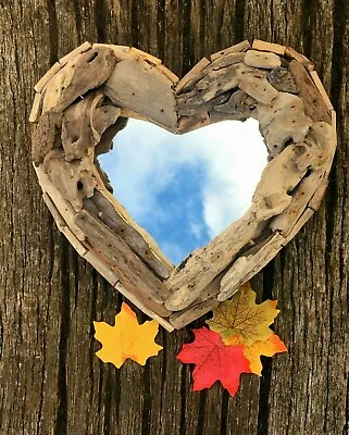 Fairtrade Small Driftwood Heart Shaped Mirror 32cm Wide • £24.99