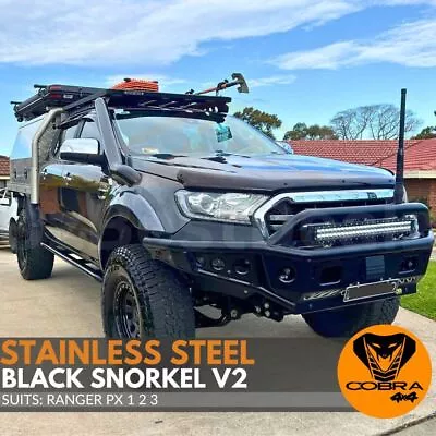 Black Stainless Steel Snorkel V2 Kit Suits Ford Ranger PX1 PX2 PX3  2011 - 2020 • $699
