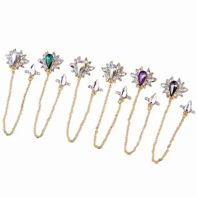 Long Nail Charms 3D Nail Art Decoration Crystal Gems Rhinestone Dangles • £17.11