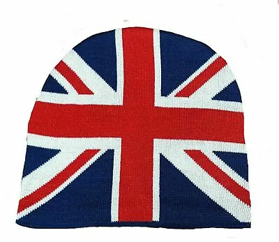 Union Jack Beanie Hat Mens Womens Great Britain Flag The Queen Woolie • £5.95