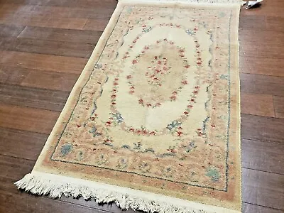 $95 • Buy 3x5 Indo Aubusson Authentic 100% Wool Oriental Rug Fine