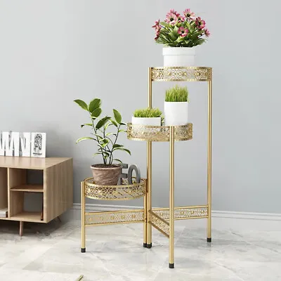 Luxury Gold Metal Plant Stand Flower Pots Holder Display Shelf Rack Home Decor • £10.94