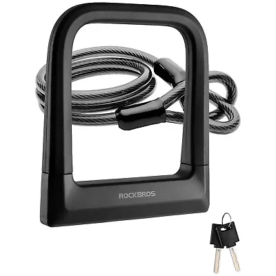 ROCKBROS Bike U Lock Heavy Duty Anti Theft Carbon Steel Motorcycle Lock & Cable • $28.19