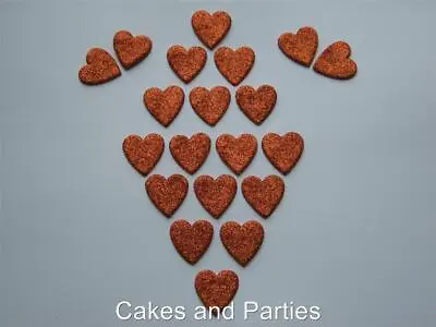 20 X EDIBLE GLITTER HEARTS. CAKE DECORATIONS - VARIOUS COLOURS - SMALL 2cm • £2.80