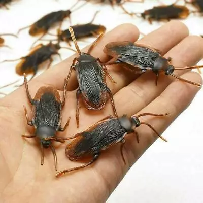 10pcs Prank Funny Magic Trick Joke Special Lifelike Fake Cockroach Roach Toy • £2.88