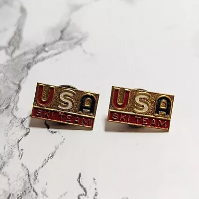 Vintage USA Ski Team Lapel Pins Lot Of 2 Skiing Snowboarding Travel Hat Tie Pin • $26.88