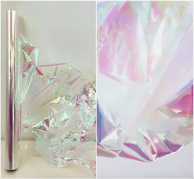 £0.99 • Buy Clear Iridescent Cellophane Wrapping Gift Paper Cello Birthday Hamper Wrap Film