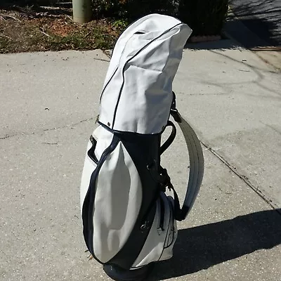 Vintage Blue And White Leather Titleist Cart Bag - 6 Way - 5 Pockets • $70