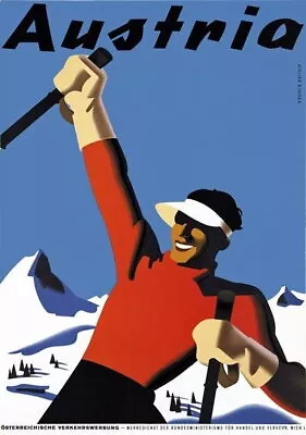 84479 Vintage Austria Skiing Travel Decor Wall Print Poster • $29.95