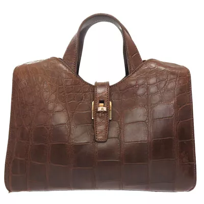 Mauro Governa Authentic Brown Handbag Bag Brown Leather Magnetic Closure Used  • $245.64