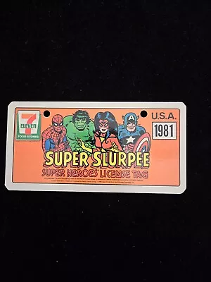 1981 Marvel SUPER Slurpee BIKE LICENSE PLATE Tag 7-Eleven Spiderman Hulk 7-11 • $19.99