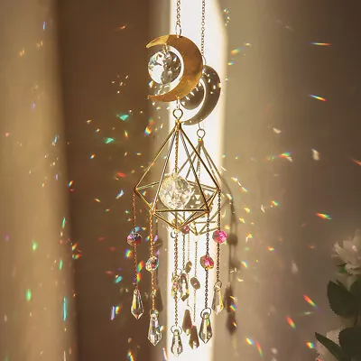 Moon Sun Catcher Crystal Ball Suncatcher Prism Rainbow Window Hanging Decor DIY • $14.79