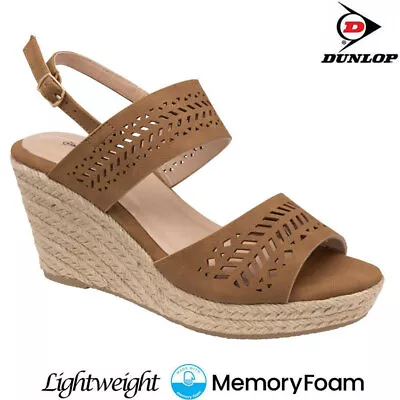 Ladies Memory Foam Wedge Sandals Comfort Walking Beach Strappy Summer Shoes • £14.95