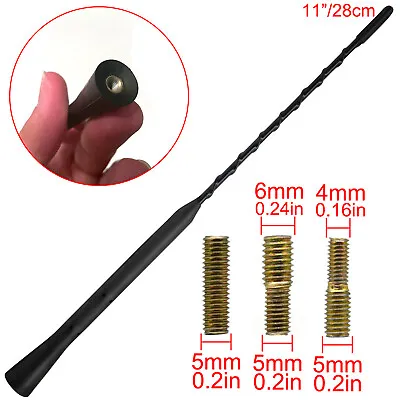 Car 11” Roof Mount Antenna Mast Rod Flexible Threaded M4 M5 M6 Screws Signal • £6.48