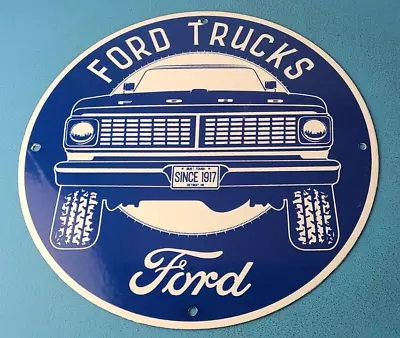 Vintage Ford Trucks Sign - Gas Motor Oil Pump Automotive Service Porcelain Sign • $145.37