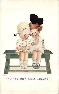 Mabel Lucie Attwell Little Girls Gossip On Bench Vintage Postcard • $8.29