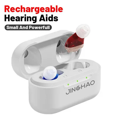 JINGHAO Rechargeable 16 Channels Hearing Aids Mini ITE Hearing Amplifier L/R • $89.99