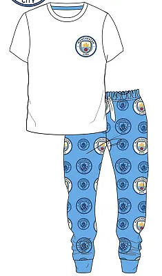 Boys Manchester City FC Pyjamas 2-12 Yrs Man City Football Pjs Fleece Bottoms • £9.95