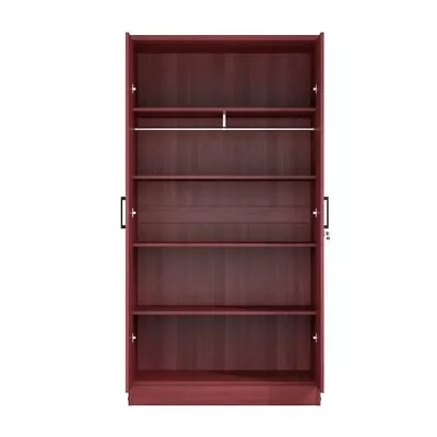 Pemberly Row Two Doors Modern Wood Armoire Wardrobe Cabinet In Mahogany • $284.15