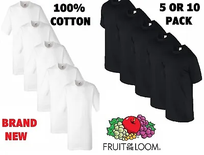 New Mens 510 PACK Fruit Of The Loom White 100% Cotton T Shirt Wholesale  S -2XL • £13.95