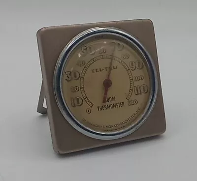 Vintage 1950's Tel-Tru Square Metal Free Standing Room Thermometer Works! • $14.99