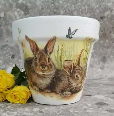 Large Plant Pot Bunny Rabbit Planter Terracotta Flower Pot  Easter Plant Pot • £16.95