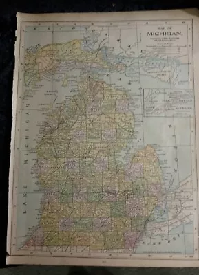 Original 1890 Map Of Michigan 10 X 14 • $14.88