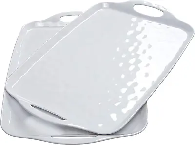 Serving Tray With Handles Large Rectangle Melamine Serving Platter Set Of 2 • $39.53