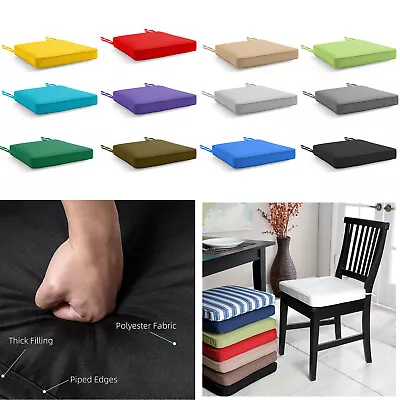 £8.99 • Buy Waterproof Chair Cushion Seat Pads - Removable Cover Patio Tie On Garden Outdoor