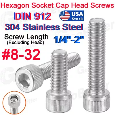 #8-32 Socket Head Cap Screws Stainless Steel Allen Bolts All Lengths 1/4 -2  USA • $6.69