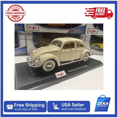 NIB1955 Volkswagen Kafer-Beetle (Beige) - 1:18 Maisto Diecast Special Edition • $44.99