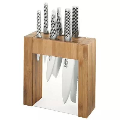 New Global 7pc Ikasu Bamboo Knife Block Set 7 Piece Knives Japanese • $439.65