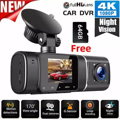 $108.99 • Buy TOGUARD 4K 1080P Dual Dash Cam Night Vision Car Driving Recorder Camera 64GB